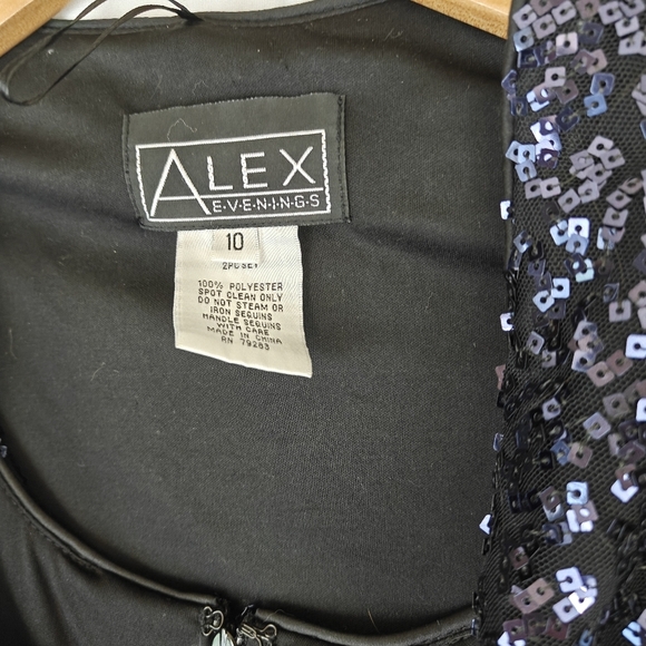 Alex Evenings NWT 2 Piece Garment Maxi Dress Black Navy Sequin Size 10 Women's - Picture 5 of 14